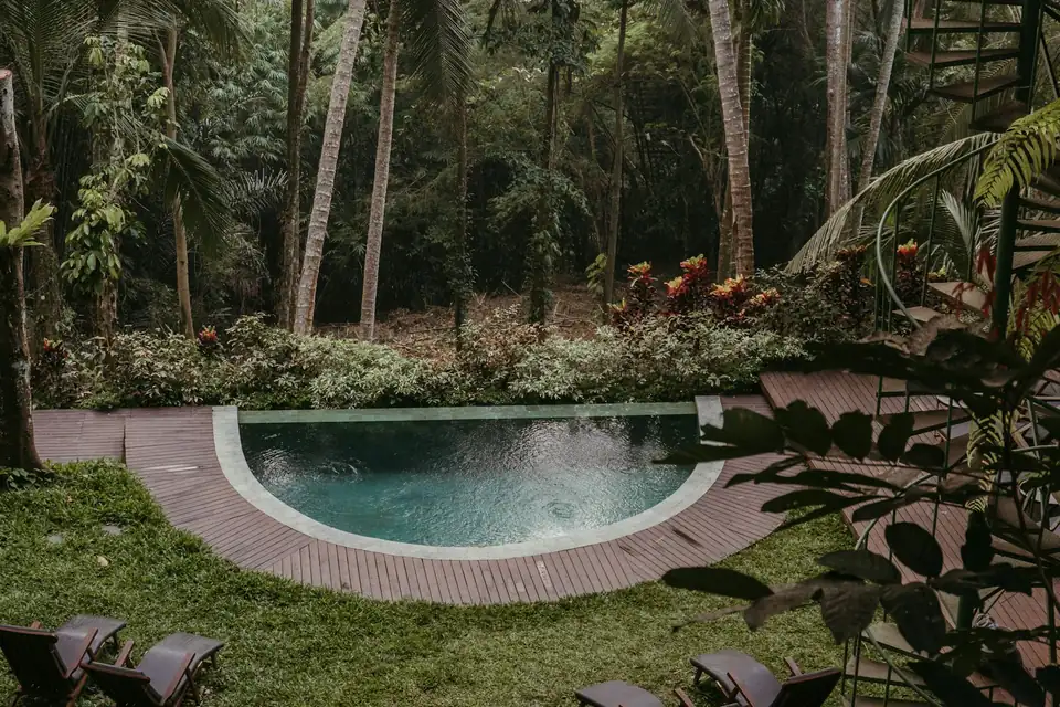 Villa pool in a tropical garden in Ubud