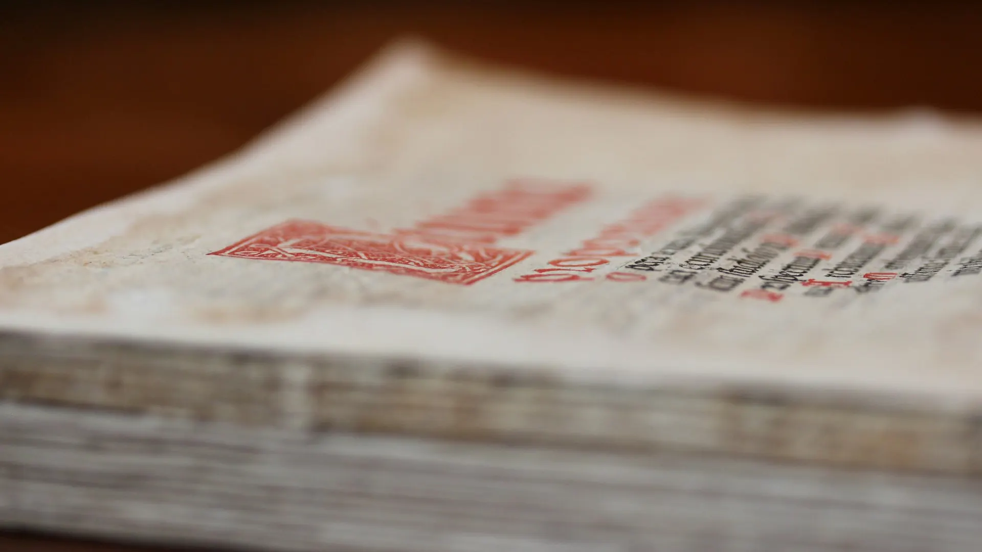 Stack of printed papers with red stamps